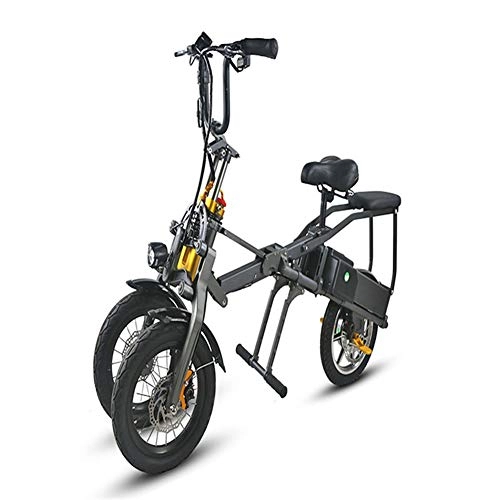 Bici elettriches : WJH Bici di Montagna elettrica Pieghevole E-Bike 350W Bicicletta elettrica con Rimovibile 48V 12 AH agli ioni di Litio, 14" off-Road Ruote Doppio della Batteria