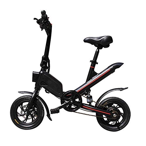 Bici elettriches : WJH9 Disco Pieghevole Bici elettrica, 12 Pollici Bici di 36V 8Ah E- con Batteria al Litio velocità Massima 25 kmh, Portatile Facile da riporre in Caravan, Motor Home, Nero