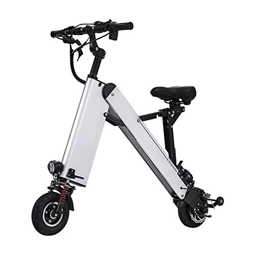 Bici elettriches : WM Pattuglia da Spiaggia per Adulti 350w Bicicletta elettrica Pieghevole Ultraleggera Mini Portatile per pendolari Mini 36v10ah Veicolo da Viaggio Peso 120 kg, Argento