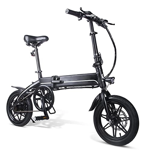 Bici elettriches : WMLD Bici elettrica Fat Bike Bici elettrica Pieghevole del Motore 250W for Adulti 15, 5 mph da 14 Pollici Pneumatico Bicicletta elettrica 3 6V 7.5Ah. Batteria al Litio E-Bike (Colore : Nero)