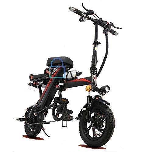 Bici elettriches : WMZX Bicicletta elettrica, Scooter al Litio da 30 km con Batteria al Litio da 12 Pollici, Auto elettrica for Adulti Portatile Ultraleggera, carico 250 kg (Color : Black, Size : 18A)