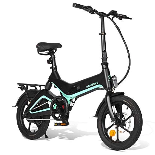 Bici elettriches : Wodeni Electric Folding Bike Bicycle Disk Brake Portable Adjustable for Cycling Outdoor Nero