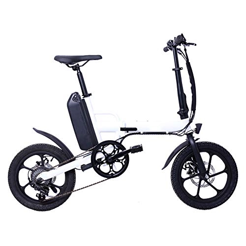 Bici elettriches : WOkismx Disco LCD Electric City Folding Bike 36V250w Freno Bici Elettrica, Bianca