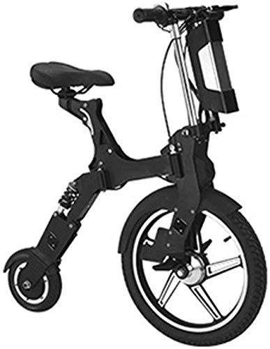 Bici elettriches : Woodtree Bici elettrica, Portatile Pieghevole da Viaggio Batteria Auto Adult Mini Folding Bike Electric Car Ultra LHT Pieghevole Citt Bicyclemax velocit 25 km / H, Colore: Nero (Color : Black)