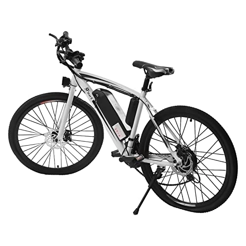 Bici elettriches : WOQLIBE Bicicletta elettrica da 26 pollici, bicicletta elettrica con motore rimovibile da 250 W, 25 km / h e 21 marce, resistenza 20 – 30 km da uomo e da donna (bianco)