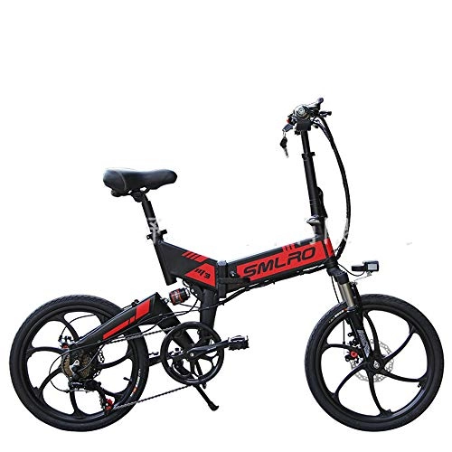 Bici elettriches : WQY Bicicletta Elettrica Aggiornata 48V 8A Batteria al Litio Pieghevole Bici MTB Mountain Bike E Bici 20 Pollici 7 velocità Bicicletta Bicicletta Elettrica Intelligente, Rosso