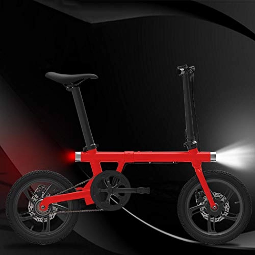 Bici elettriches : Wu's Bicicletta Elettrica Pieghevole da 16 Pollici, Batteria agli Ioni di Litio Nascosta, Freni A Disco, Display LCD, 25KM / H, Gamma di Guida Ibrida 50KM, Corpo in Lega di Alluminio, White