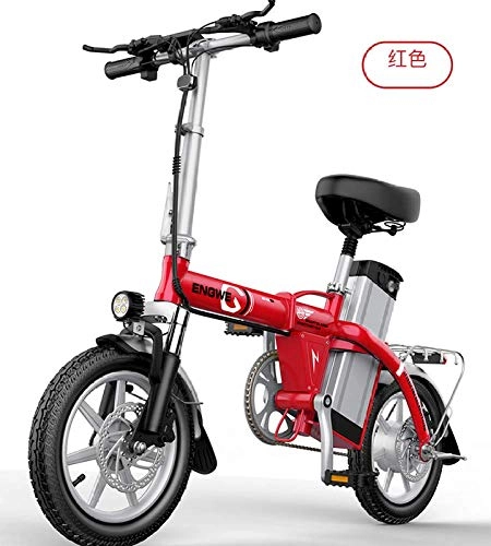 Bici elettriches : WXJWPZ Bicicletta Elettrica Pieghevole 14 Pollici Mini Bicicletta Elettrica 48V 28A / 32A LG Batteria Grande City Ebike 350W Mountain Bike Potente, Red