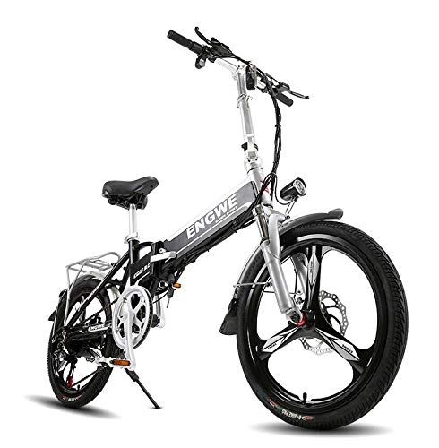 Bici elettriches : WXJWPZ Bicicletta Elettrica Pieghevole Bicicletta Elettrica da 20 Pollici Bicicletta Elettrica Pieghevole in Alluminio 400W Potente Batteria Mottor 48V10A 32km / H, Black