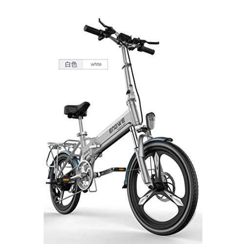 Bici elettriches : WXJWPZ Bicicletta Elettrica Pieghevole Bicicletta Elettrica da 20 Pollici Bicicletta Elettrica Pieghevole in Alluminio 400W Potente Batteria Mottor 48V10A 32km / H, White