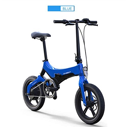 Bici elettriches : WXJWPZ Bicicletta Elettrica Pieghevole Mini Bici Elettrica Pieghevole da 16 Pollici Batteria al Litio 36V Nascosta nel Telaio 250w Ammortizzatore Posteriore del Motore della Ruota Posteriore, Blue
