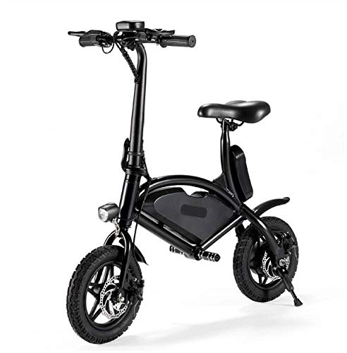 Bici elettriches : WXJWPZ Bicicletta Elettrica Pieghevole per Telaio in Lega di Alluminio per Adulti Mini Tipo 12inch 6.6AH Batteria Bicicletta Elettrica Senza Spazzole A Due Ruote, Black