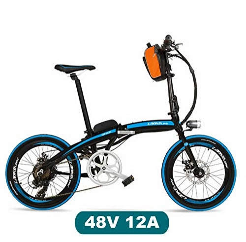 Bici elettriches : WXJWPZ Bicicletta Elettrica Pieghevole Telaio in Lega di Alluminio per Bicicletta Elettrica da 20"48V A Chiusura Rapida, A