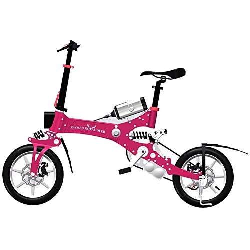 Bici elettriches : WYYSYNXB Adulto Batteria al Litio Bicicletta Portatile Lega di Alluminio Bicicletta Elettrica Pieghevoli Mountain Bike 5 Colori Disponibili, Pink