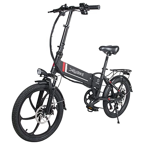 Bici elettriches : WZW D30 Pieghevole Mini Bicicletta Elettrica per Adulti 350W 48V10Ah Montagna Ebike Kit 20 Pollici 7 velocità Ingranaggi Elettrico Bicicletta per Adulti Uomini Donne (Colore : Nero)