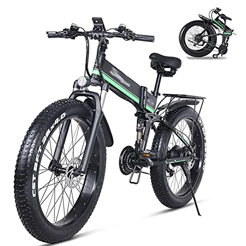 Bici elettriches : WZW MX01 Pieghevole Bicicletta Elettrica per Adulti - 26" 1000W 4.0 Grasso Pneumatico Bici elettrica - 48V / 12, 8Ah Rimovibile Litio Batteria Montagna Bicicletta