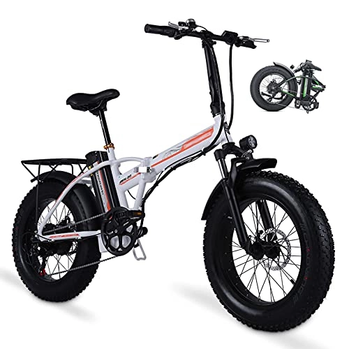 Bici elettriches : WZW MX20 Pieghevole Bicicletta Elettrica 500W Ebike 4.0 Grasso Pneumatico E-Bike 48V 15Ah Rimovibile agli ioni di Litio Batteria Uomo da Donna Bicicletta 7 velocità Ingranaggi (Colore : Rosso)