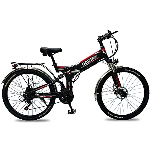 Bici elettriches : WZW Q5 26" Adulti Montagna Bicicletta Elettrica 500W LCD Schermo Pieghevole Ebike 48V / 10Ah Incorporato Litio Batteria Elettronico Bicicletta 21 velocità Ingranaggi (Colore : A)