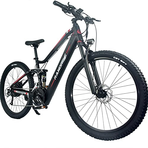 Bici elettriches : WZW YS90 27.5pollici Montagna Bicicletta Elettrica per Adulti 500W Il Motore Ebike 48V / 11Ah Litio Batteria 27 velocità Ingranaggi Elettrico Bicicletta per Uomini Donne (Colore : Nero)