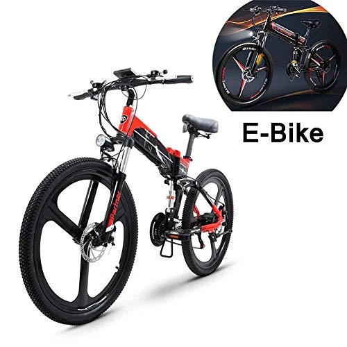Bici elettriches : XFY Mountain Bike Elettrica, Pieghevole Bicicletta Elettrica - 48 V 250 W - Scooter Elettrico Mountain Bike Elettrica Batteria al Litio - Nero + Rosso
