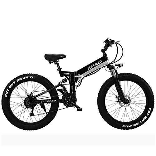 Bici elettriches : XHCP Bicicletta Mountain Bike Bicicletta elettrica Pieghevole da 26"da 500 W, Mountain Bike da 4, 0 Pneumatici, Manubrio Regolabile, Display LCD con Presa USB, Pedalata assistita