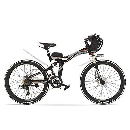 Bici elettriches : XHCP Bicicletta Mountain Bike K660 24 Pollici, 48V 12AH 240W Pedal Assist Bicicletta elettrica Pieghevole, Sospensione Completa, Freni a Disco, E Bici, Mountain Bike