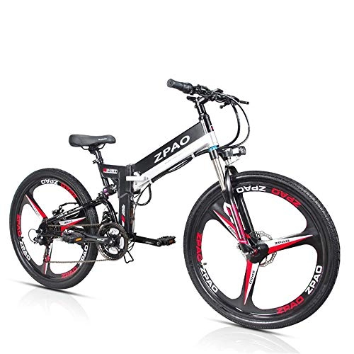 Bici elettriches : XHCP Bicicletta Mountain Bike KB26 Bicicletta elettrica Pieghevole a 21 velocit, Batteria al Litio 48V 10.4Ah, Mountain Bike da 26 Pollici 350W, pedalata assistita a 5 Livelli, Forcella Ammortizzata