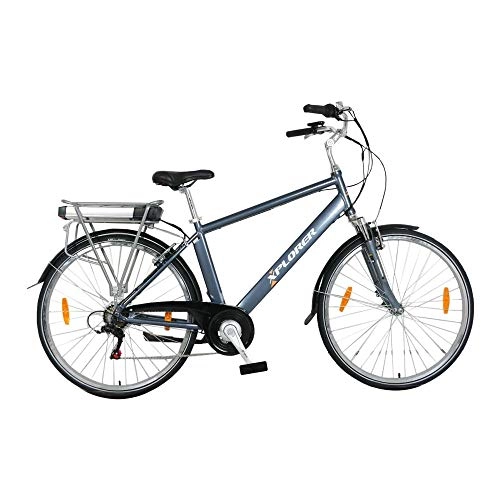 Bici elettriches : Xplorer Silver Line, 26 Pollici, Bicicletta Elettrica per Adulti, E-Bike con Motore 250W BAFANG, Batteria 36V 13AH, con Freno a V TEKTRO, Leva del Cambio Shimano Tourney 6 Speed