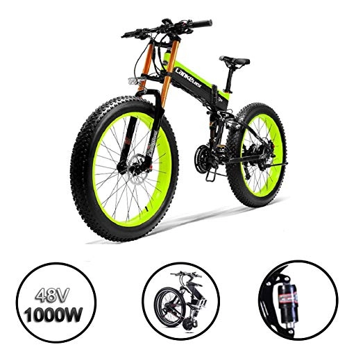 Bici elettriches : XTD Aggiornamento 500W Pieghevole Fat Tire Elettrico Bike- 14.5AH / 48V Batteria al Litio MTB Dirtbike 27 Costi Bicicletta Elettrica 26 Pollici E-Bike Sport Mountain Bike (Blu) B