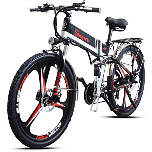 Bici elettriches : XXCY 500w / 350w Bici elettrica da Montagna Mens ebike Bicicletta Pieghevole MTB Shimano 21 velocità (Nero 350w)