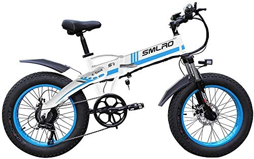 Bici elettriches : XXCY S9 Bici Elettrica Pieghevole 20 Pollici 500W 48V 10Ah Batteria Staccabile Città Pendolare Bici Elettrica Mountain Neve Bici da Viaggio (Blu)