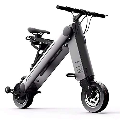 Bici elettriches : XXZQQ Bicicletta elettrica, Materiale Pieghevole in Lega di Alluminio Portatile 36V 10 Pollici Batteria agli ioni di Litio Bicicletta elettrica Pista per Adulti chilometraggio 30-35 km, Grigio