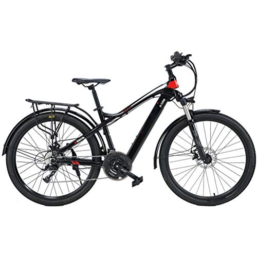 Bici elettriches : XYZLEO 21 velocità Mountain Bike Elettrica 27, 5 Pollici Moda Lega di Alluminio Luce Bici Ibrida Basso Consumo Energetico Bici Elettrica Prestazioni Stabili Smorzamento MTB, Nero