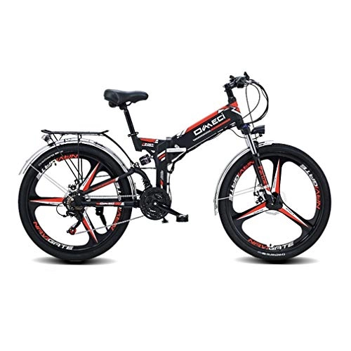 Bici elettriches : Yd&h 24 Pollici Elettrico Pieghevole Mountain Bike, Adulto Pieghevole Bicicletta Elettrica con Motore 300W E 48V agli Ioni di Litio-Batteria 10Ah, Sedile Posteriore, Cambio Shimano 21 Marcia, Nero