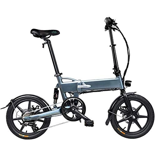 Bici elettriches : YDBET Ebike, Bici elettrica Pieghevole per Adulti E-Bike 16 Pollici 250W Watt Motore Bici elettrica con Luce Anteriore LED per Outdoor Ciclismo Viaggi Work out, Grigio