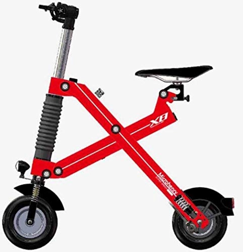 Bici elettriches : YFQH Bicicletta Elettrica, City Bike Pieghevole Ultraleggera da 8", Telaio in Alluminio, velocità Massima 20 KM / H Adulto Mini Auto Elettrica, Rosso [Classe di Efficienza A]