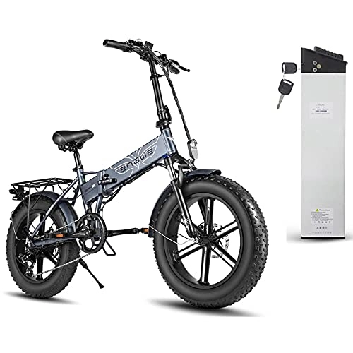 Bici elettriches : YI'HUI Bicicletta Elettrica Pieghevole da 750 W 48 V 12, 8 Ah Batteria Rimovibile per Unisex Adulti Bici Elettrica da Neve da Spiaggia, velocità Massima di Viaggio 45 km / h, Grigio