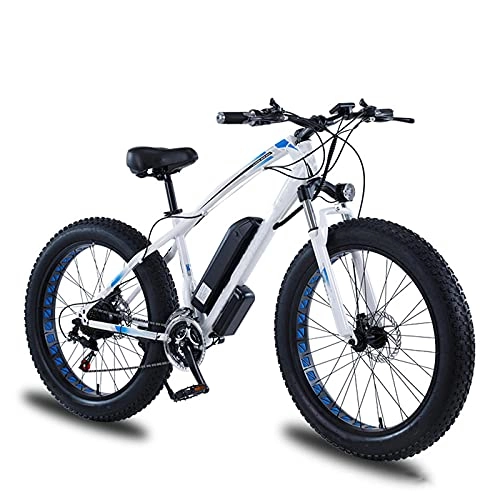 Bici elettriches : YIZHIYA Bicicletta Elettrica, 26" Bicicletta elettrica da Montagna, Batteria al Litio Rimovibile Nascosta, E-Bike per Adulti in motoslitta a 21 velocità, City Commute Ebike, Bianca, 36V 10AH 350W