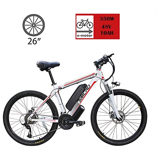 Bici elettriches : YMhome 26 Biciclette inch 48V Mountain Elettrici per Adulti, 350W Cruise Control Urbano Pendolarismo Bicicletta Elettrica Batteria al Litio Rimovibile, Rosso