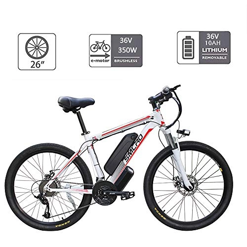 Bici elettriches : YMhome Biciclette Elettriche per Gli Adulti, 360W Lega di Alluminio-Bici della Bicicletta Removibile 48V / 10 Ah agli Ioni di Litio della Bici di Montagna / Commute Ebike, Black Red