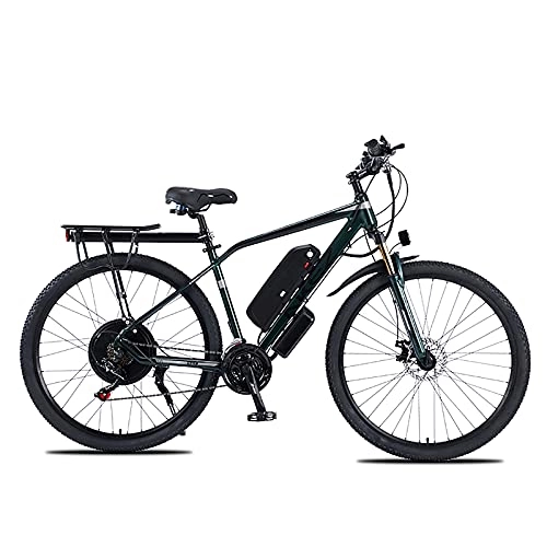 Bici elettriches : YMLL 29" Mountain Bike Elettrica 1000W 48V 13AH Batteria Rimovibile Pendolare 21 velocità Ingranaggi E-Bike per Adulti, Verde