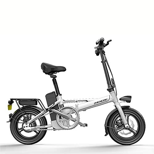 Bici elettriches : YPYJ Pieghevole Auto Elettrica Bicicletta Uomini E Donne Adulti Auto Batteria Mini Piccolo Scooter con 48V 26Ah Batteria al Litio, Bianca