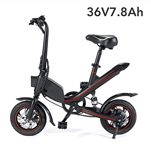 Bici elettriches : YPYJ Pieghevole Batteria al Litio Bicicletta Elettrica Ciclomotore Mini Uomini Batteria per Auto E Donne Adulti Piccola Auto Elettrica, Nero, 36v7.8Ah