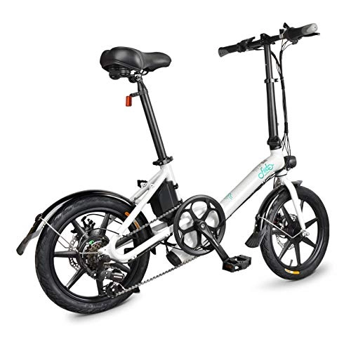 Bici elettriches : YPYJ Smart Pieghevole Bici elettrica a Sei Speed ​​Shift 25km / Mostra H Max 36V 7.8AH LED Freni a Disco Doppio 250W Bicicletta elettrica, Bianca