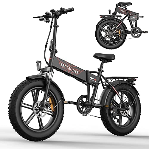 Bici elettriches : YQSHOES Bicicletta Elettrica Pieghevole Pneumatici Grassi Bicicletta Elettrica per Adulti con Motore da 750 W, Batteria Rimovibile da 48 V 12, 5 Ah, 7 velocità e Doppio Ammortizzatore, Nero