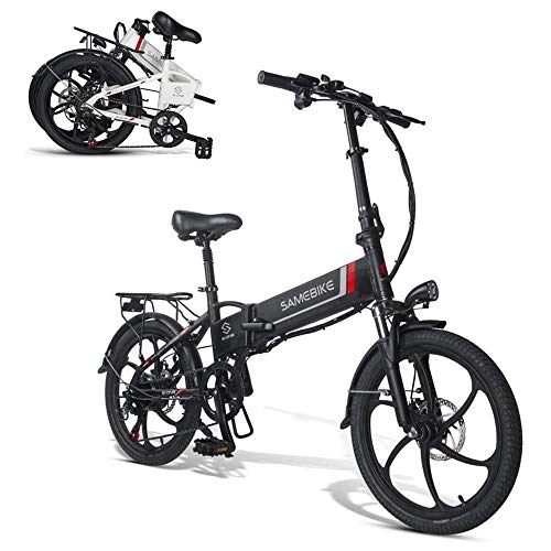 Bici elettriches : YSHUAI Bicicletta Elettrica Pieghevole, Bici Elettrica, Bicicletta Bike Elettrico da 20 Pollici 350W Mountain Bike Batteria al Litio 48V 10, 4AH Shimano A 7 velocità Supporto E Ricarica USB