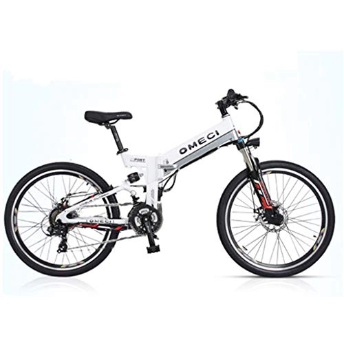 Bici elettriches : YUNYIHUI Bicicletta elettrica, Bici elettrica da 26 Pollici, Mountain Bike Pieghevole, (48V10ah 350W), Doppia Sospensione e Shimano a 21 velocità, B-48V10ah