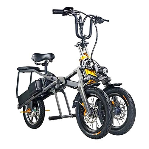 Bici elettriches : YWX Bici Elettrica, Triciclo Elettrico per Adulti Pieghevole A Tre Ruote, Elettrica Mountain Bike, Scooter Fino A 30 Km / H Doppio Batteria al Litio, Tre modalità di velocità