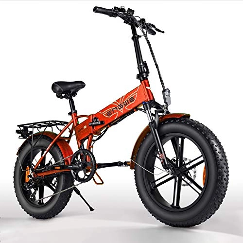 Bici elettriches : YXACETX Bicicletta elettrica da 20 Pollici con Pneumatici Grassi 500W Mountain Beach Snow Bike per Adulti Scooter Elettrico in Alluminio a 7 velocità E-Bike Red