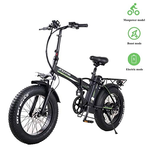 Bici elettriches : YXYBABA - Bicicletta elettrica da neve da 4, 0 x 50, 8 cm, 350 W, 48 V, 10 Ah, pieghevole, freno a disco elettrico idraulico, ausiliare di velocità Shimano 7